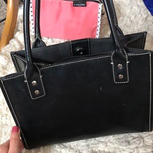 Black Vegan Leather Brick-Shaped Bag